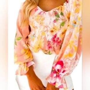 Flying Tomato Chiffon Balloon Sleeve Top Size Large